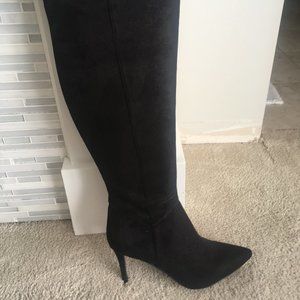 Nine West black faux suede boots new